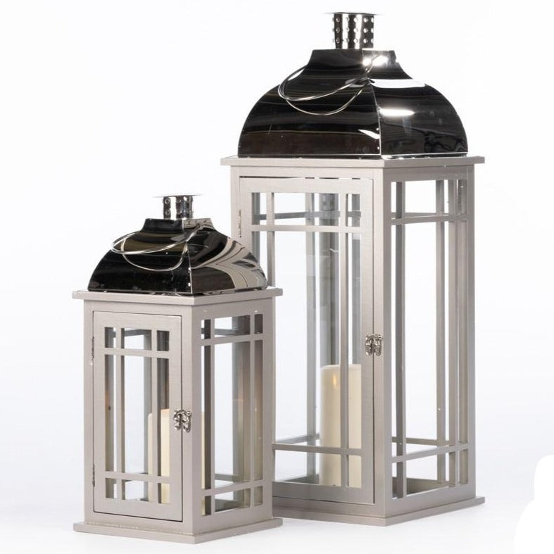 Julie Chrome Grey Or White Lanterns ( Large & Medium Sizes ) - Luxury Interiors