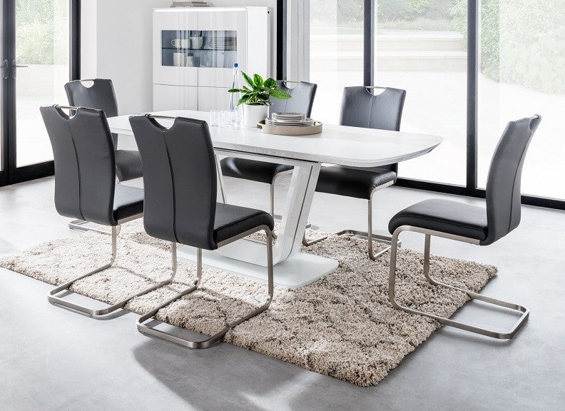 Lazio Dining Set Table + 6 Chairs 1600 X 900 extending to 2000mm - Luxury Interiors